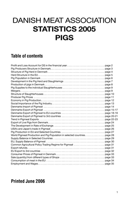 Danish Meat Association Statistics 2005 Pigs