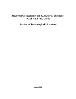 Nomination Background: Stachybotrys Chartarum Strain 2 Mold (Atranone Chemotype) (CASRN: STACHYSTRN2)