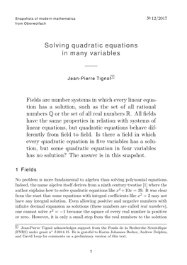 Solving Quadratic Equations in Many Variables