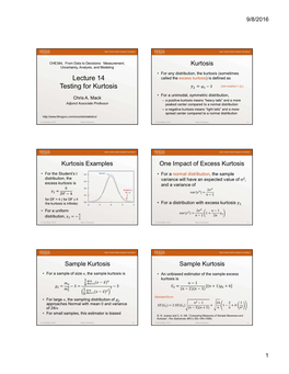 Lecture 14 Testing for Kurtosis