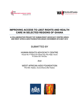 Improving Access to Lbgt Rights and Health Care in Selected Regions of Ghana