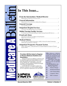 2Nd Quarter 2001 Medicare Part a Bulletin