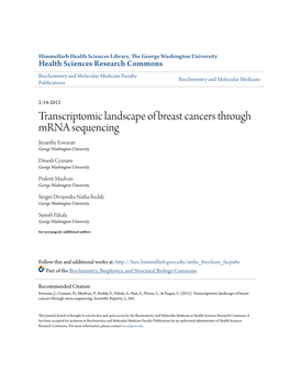 Transcriptomic Landscape of Breast Cancers Through Mrna Sequencing Jeyanthy Eswaran George Washington University