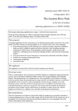 The London River Park in the City of London Planning Application No.11/00505/FULEIA