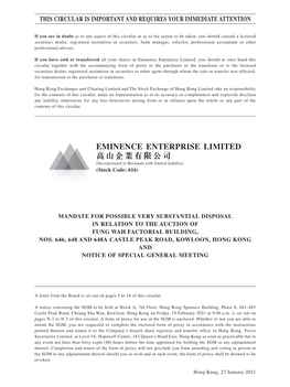 EMINENCE ENTERPRISE LIMITED 高山企業有限公司 (Incorporated in Bermuda with Limited Liability) (Stock Code: 616)