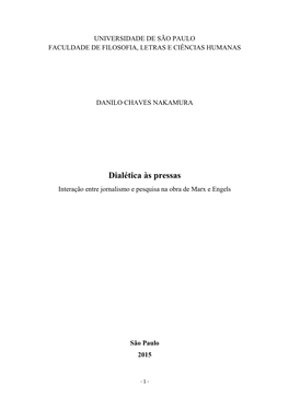 Dialética Às Pressas Interação Entre Jornalismo E Pesquisa Na Obra De Marx E Engels