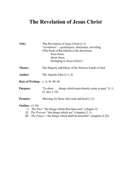 The Revelation of Jesus Christ