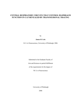 Central Respiratory Circuits That Control Diaphragm Function in Cat Revealed by Transneuronal Tracing