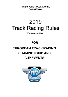 2019 Track Racing Rules Version 3 – May