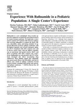 Experience with Rufinamide in a Pediatric Population: a Single