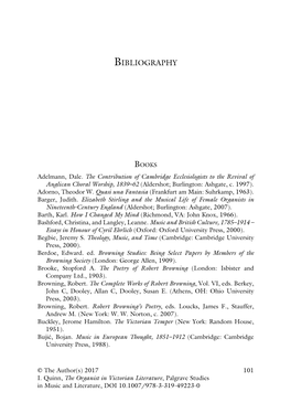 The Organist in Victorian Literature, Palgrave Studies in Music and Literature, DOI 10.1007/978-3-319-49223-0 102 BIBLIOGRAPHY