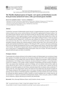 The Mayflies (Ephemeroptera) of Angola—New Species and Distribution Records from Previously Unchartered Waters, with a Provisional Species Checklist