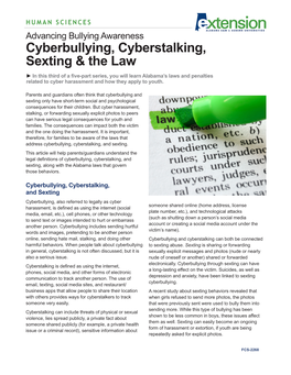 Cyberbullying, Cyberstalking, Sexting & the Law