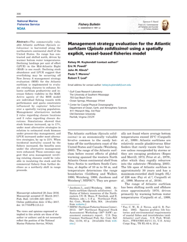 Spisula Solidissima) Using a Spatially Northeastern Continental Shelf of the United States