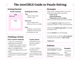 Integirls Guide to Puzzle Solving