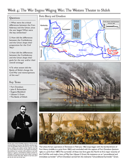 Week 4: the War Begins/Waging War: the Western Theater to Shiloh