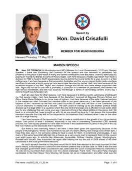 Hon. David Crisafulli