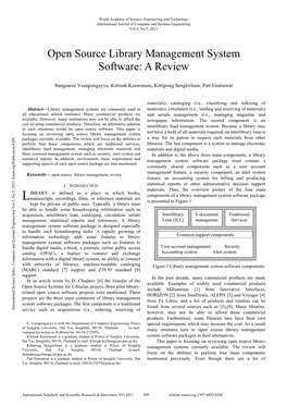 Open Source Library Management System Software: a Review