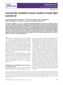 Genetically Modified Mouse Models to Help Fight COVID-19