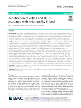 Identification of Eqtls and Sqtls Associated with Meat Quality in Beef Joel D
