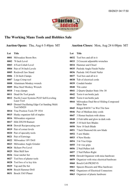 The Working Mans Tools and Hobbies Sale
