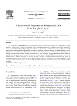 A Fundamental Precambrian–Phanerozoic Shift in Earth's Glacial