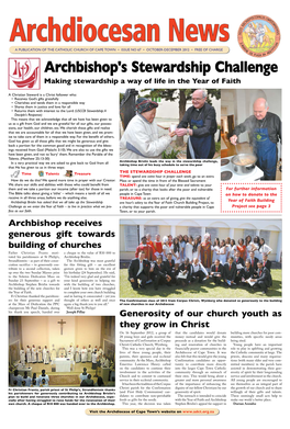 Archbishop's Stewardship Challenge Making Stewardship a Way of Life in the Year of Faith