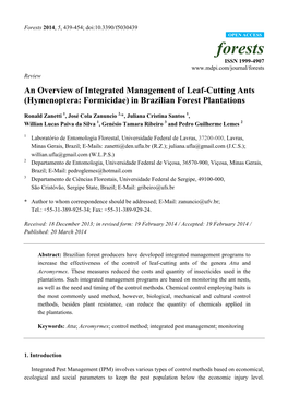 Hymenoptera: Formicidae) in Brazilian Forest Plantations