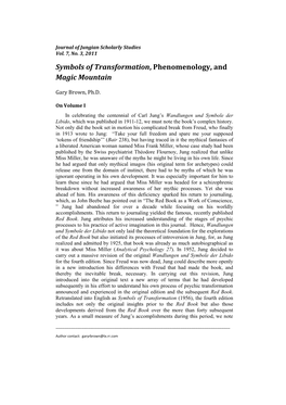 Symbols of Transformation, Phenomenology, and Magic Mountain