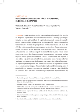 Os Répteis De Angola: História, Diversidade, Endemismo E Hotspots