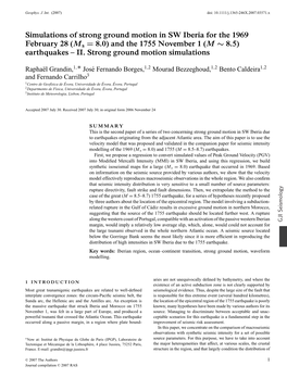 Simulations of Strong Ground Motion in SW Iberia for the 1969 February 28 (Ms = 8.0) and the 1755 November 1 ( M ∼ 8.5) Earthq