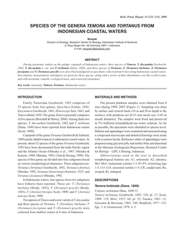 Species of the Genera Temora and Tortanus from Indonesian Coastal Waters