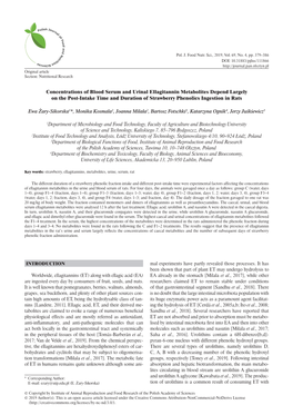 Concentrations of Blood Serum and Urinal Ellagitannin Metabolites Depend Largely on the Post-Intake Time and Duration of Strawberry Phenolics Ingestion in Rats