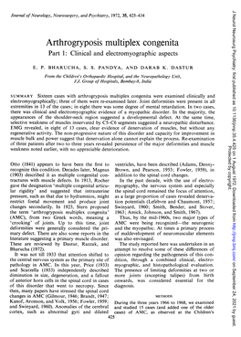 Arthrogryposis Multiplex Congenita Part 1: Clinical and Electromyographic Aspects