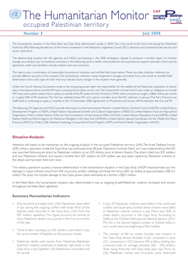 The Humanitarian Monitor CAP Occupied Palestinian Territory Number 3 July 2006