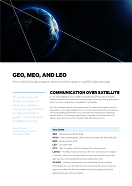 GEO, MEO, and LEO How Orbital Altitude Impacts Network Performance in Satellite Data Services