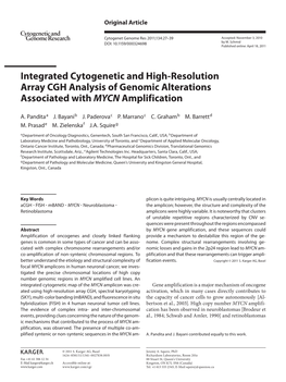 Integrated Cytogenetic and High-Resolution Array CGH Analysis of Genomic Alterations Associated with MYCN Amplification