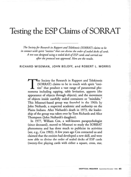 Testing the ESP Claims of SORRAT