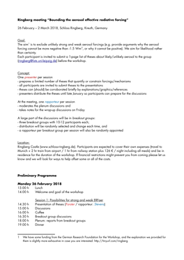 Ringberg Meeting “Bounding the Aerosol Effective Radiative Forcing”