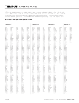 1714 Gene Comprehensive Cancer Panel Enriched for Clinically Actionable Genes with Additional Biologically Relevant Genes 400-500X Average Coverage on Tumor