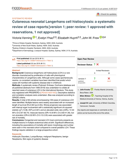 Cutaneous Neonatal Langerhans Cell Histiocytosis