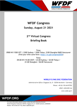 Sunday, August 21 2021 2Nd Virtual Congress Briefing Book