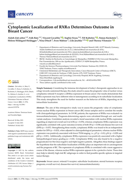 Cytoplasmic Localization of RXR Determines Outcome in Breast