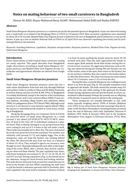 Notes on Mating Behaviour of Two Small Carnivores in Bangladesh