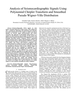 Analysis of Seismocardiographic Signals Using Polynomial Chirplet Transform and Smoothed Pseudo Wigner-Ville Distribution