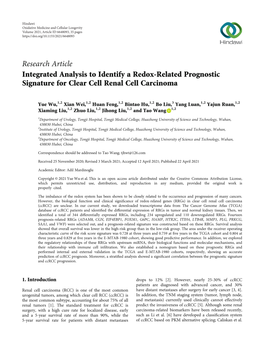 Integrated Analysis to Identify a Redox-Related Prognostic Signature for Clear Cell Renal Cell Carcinoma