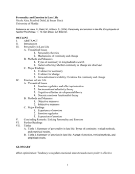 Alea, N., Diehl, M., & Bluck, S. (2004). Personality and Emotion in Late Life