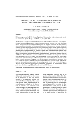 Morphological and Histochemical Study of Guinea Pig Duodenal Submucosal Glands