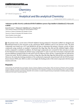 Chemistry Analytical and Bio Analytical Chemistry