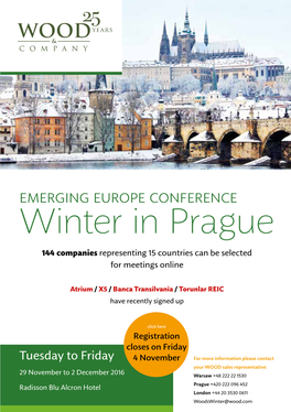 Winter in Prague 144 Companies Representing 15 Countries Can Be Selected for Meetings Online